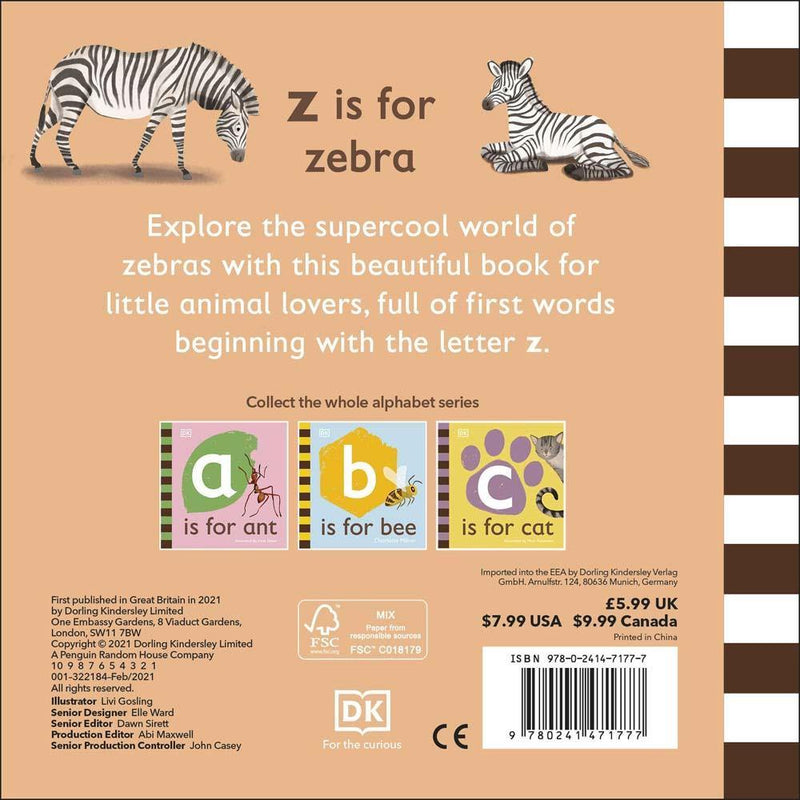 Z is for Zebra (Board book) DK UK