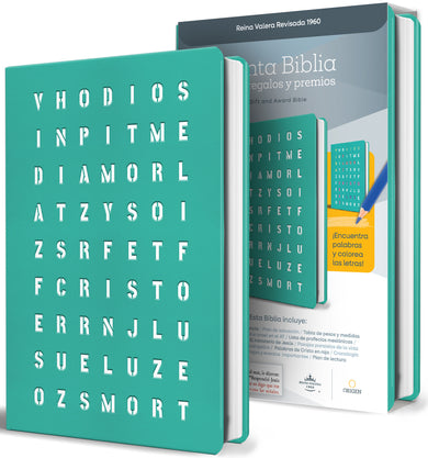 RVR 1960 para Regalos y Premios, Aguamarina con Sopa de Letras / Spanish Bible RVR 1960 Gift and Award Bible, Aquamarine Special Edition Wordsearch Cover cover (ISBN 9798890985620) [onix:36e5e7d25af3b3a40adf2cc3b04557c4]