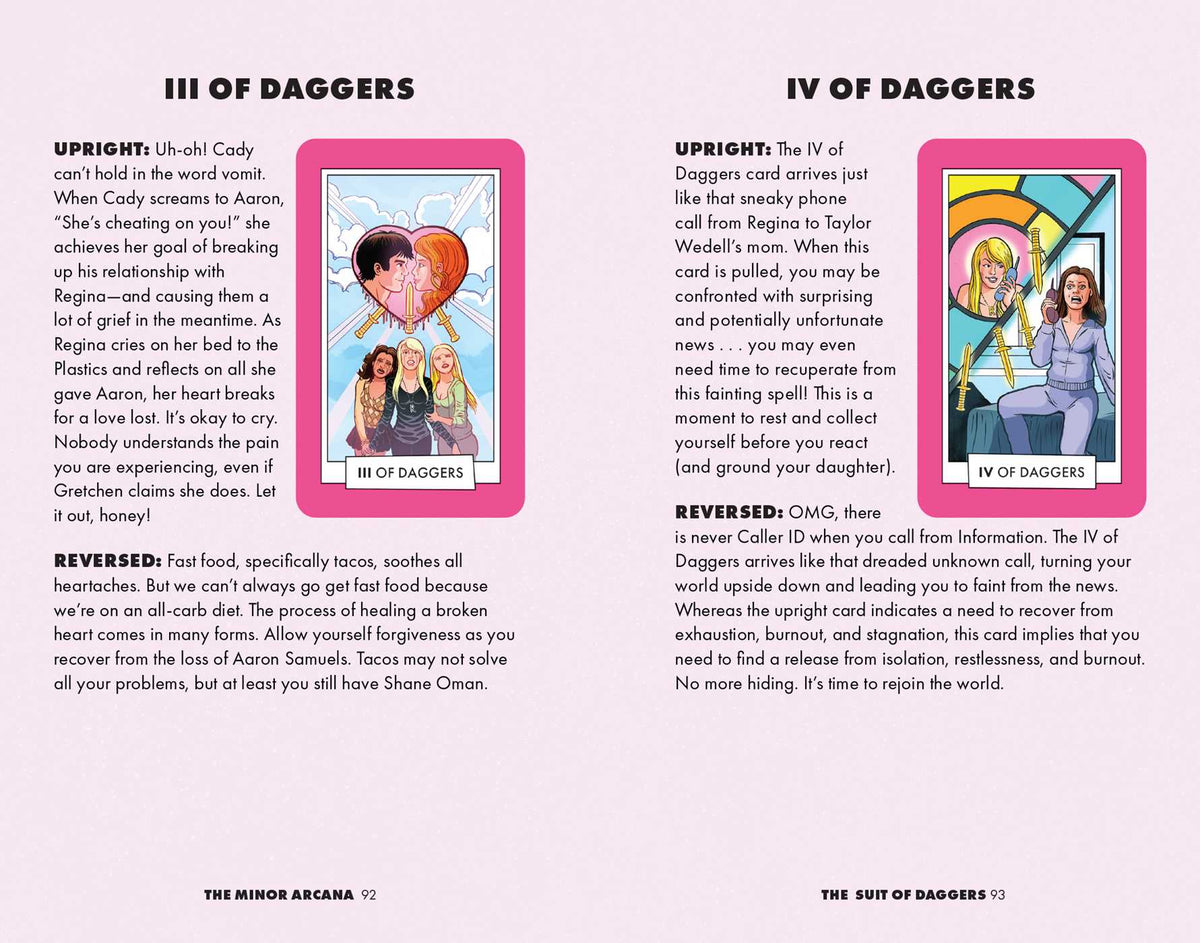 Mean Girls Tarot Deck and Guidebook interior 3 (ISBN 9798886633580) [onix-asset:0eff781b4fd440975102c0d8b91a808012a88c0e195b8381b12fed6a32428b8a]