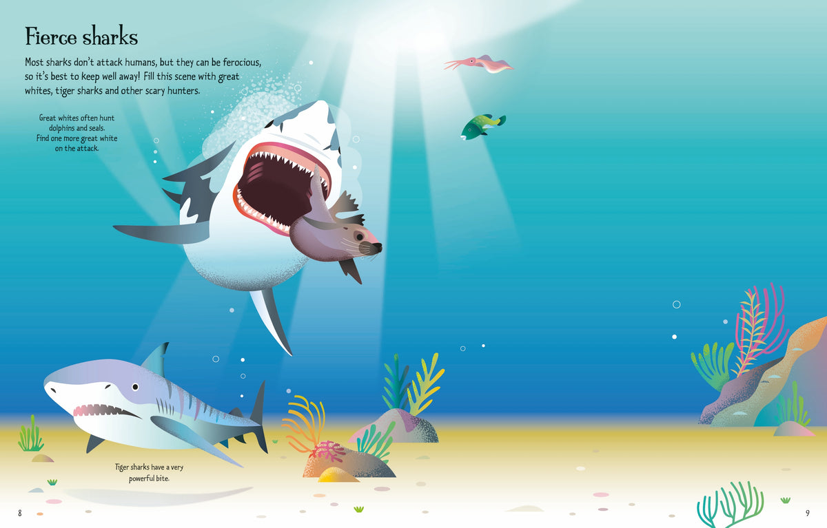 First Sticker Book Sharks and Rays interior 1 (ISBN 9781803709871) [onix-asset:80661c805108084a2d4764225acaff87be7753d905b89691f5277fbc8d044ae5]