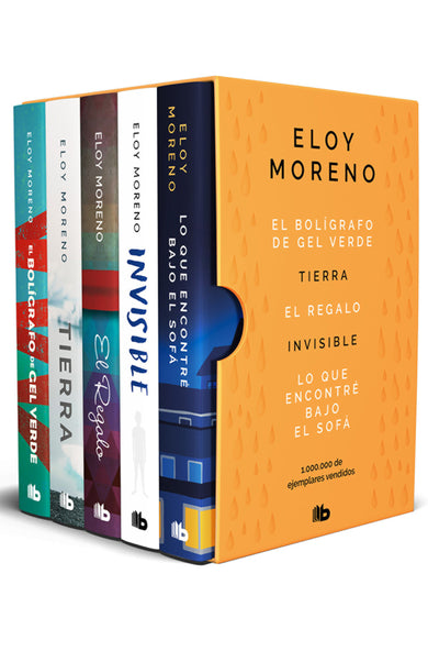 Estuche Eloy Moreno con: El bolígrafo de gel verde -Tierra - El regalo - Invisible - Lo que encontré bajo el sofá / Eloy Moreno. Boxed Set cover (ISBN 9788413145082) [onix:cd2ccc5439ddc2d7aead302d75803d86]