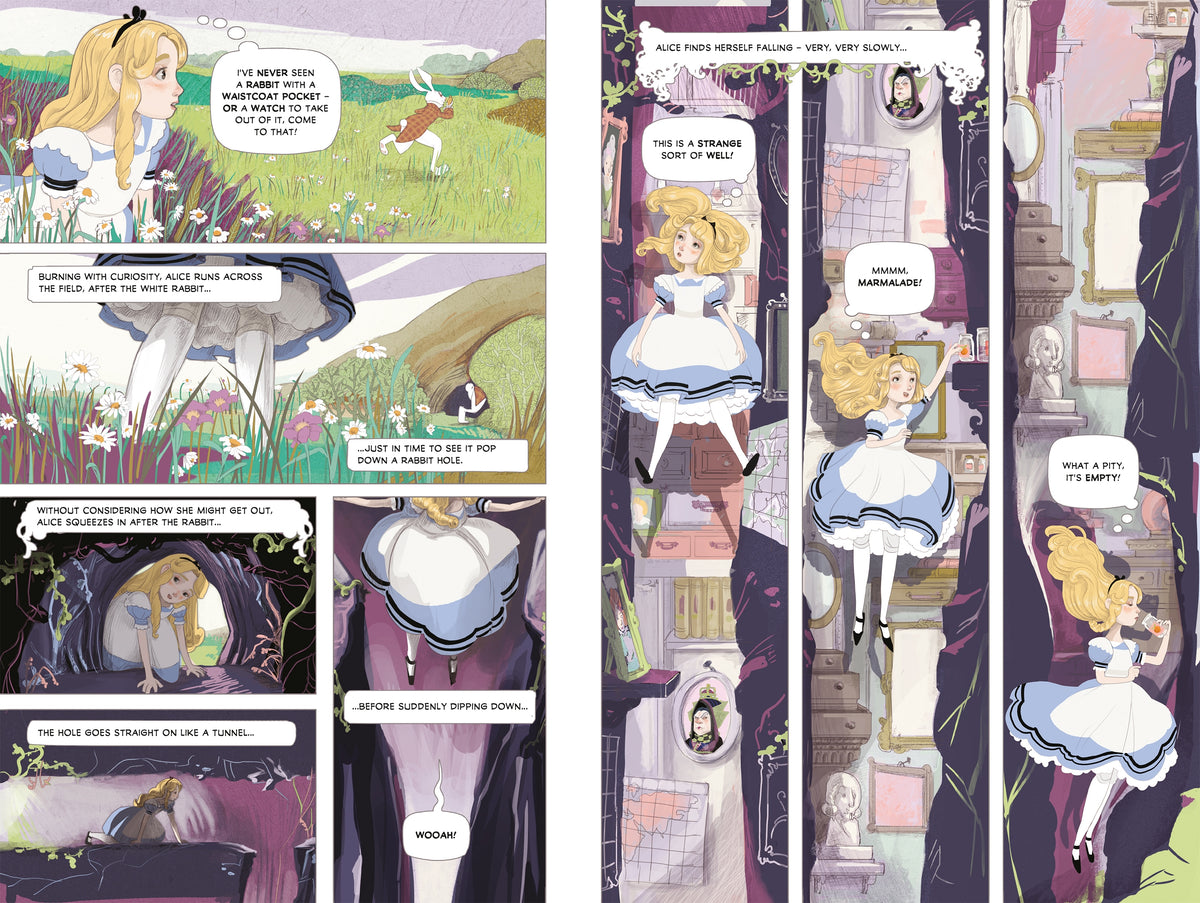 Alice in Wonderland Graphic Novel interior 1 (ISBN 9781474952446) [onix-asset:1aeafe34fcf671bcbd314460e91bb787acc7ff7326ccb474d14bbd963418dca1]