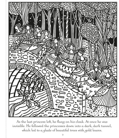 Twelve Dancing Princesses Magic Painting Book interior 1 (ISBN 9781474952996) [onix-asset:deaf2943e036a5d5444f964b04a4c9f224b8afc8f8aa89965e1011e1b56c511c]