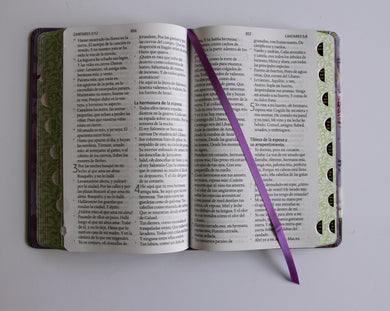 Biblia Reina Valera letra gigante, tapa dura, flores moradas, con cantos pintados e índice / Spanish Bible Reina Valera Giant Print, Hardcover Purple Flowers interior 5 (ISBN 9798890985637) [onix:8a725cce703ebac642afe5ba66ba306c]