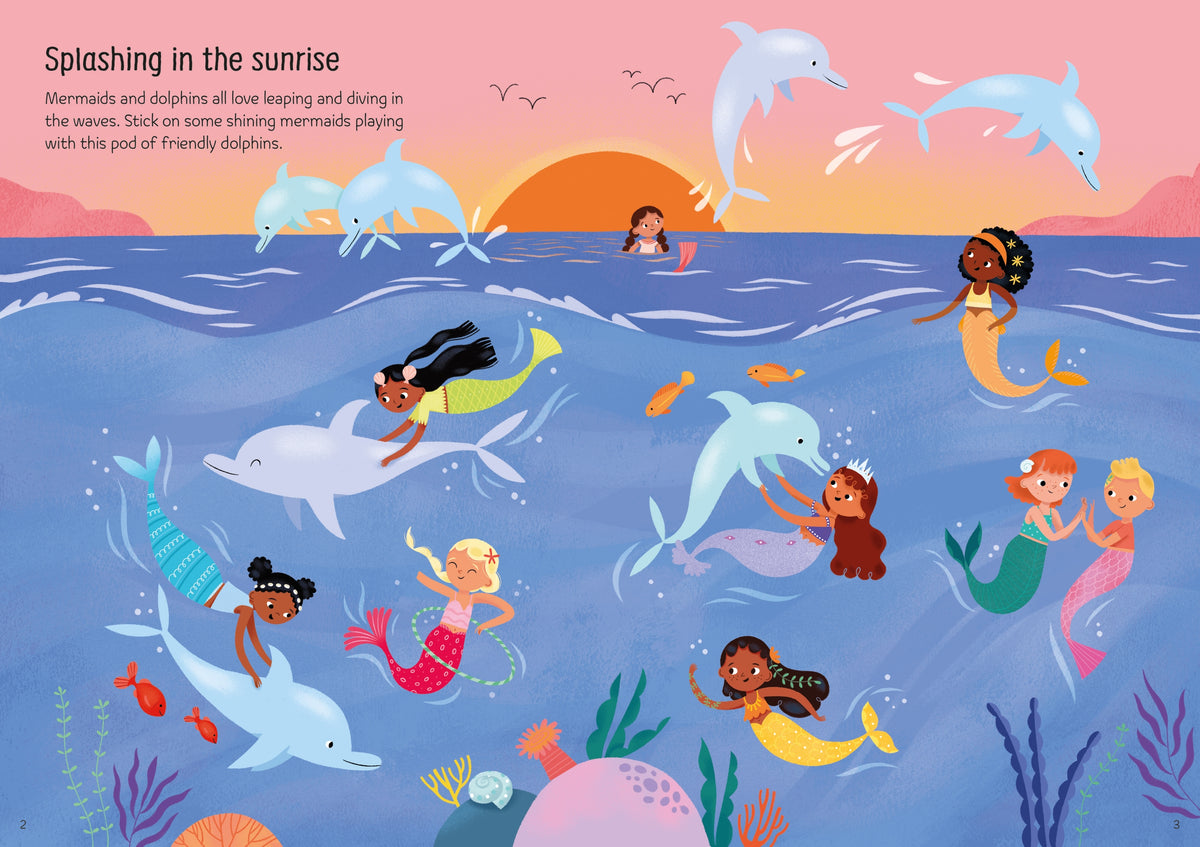 Sparkly Mermaids Sticker Book interior 1 (ISBN 9781805070870) [onix-asset:8d4038bb76de5290157ca6dfdd4c0f65f6e678471610aca21d3b3f9d4efcf2a2]