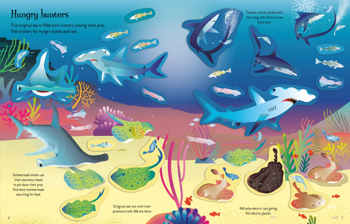 First Sticker Book Sharks and Rays interior 1 (ISBN 9781803709871) [onix-asset:3e12358d2dec626cc9c41b2964569bd33410ee9cdf2b2677bfa28a9b640f45b9]