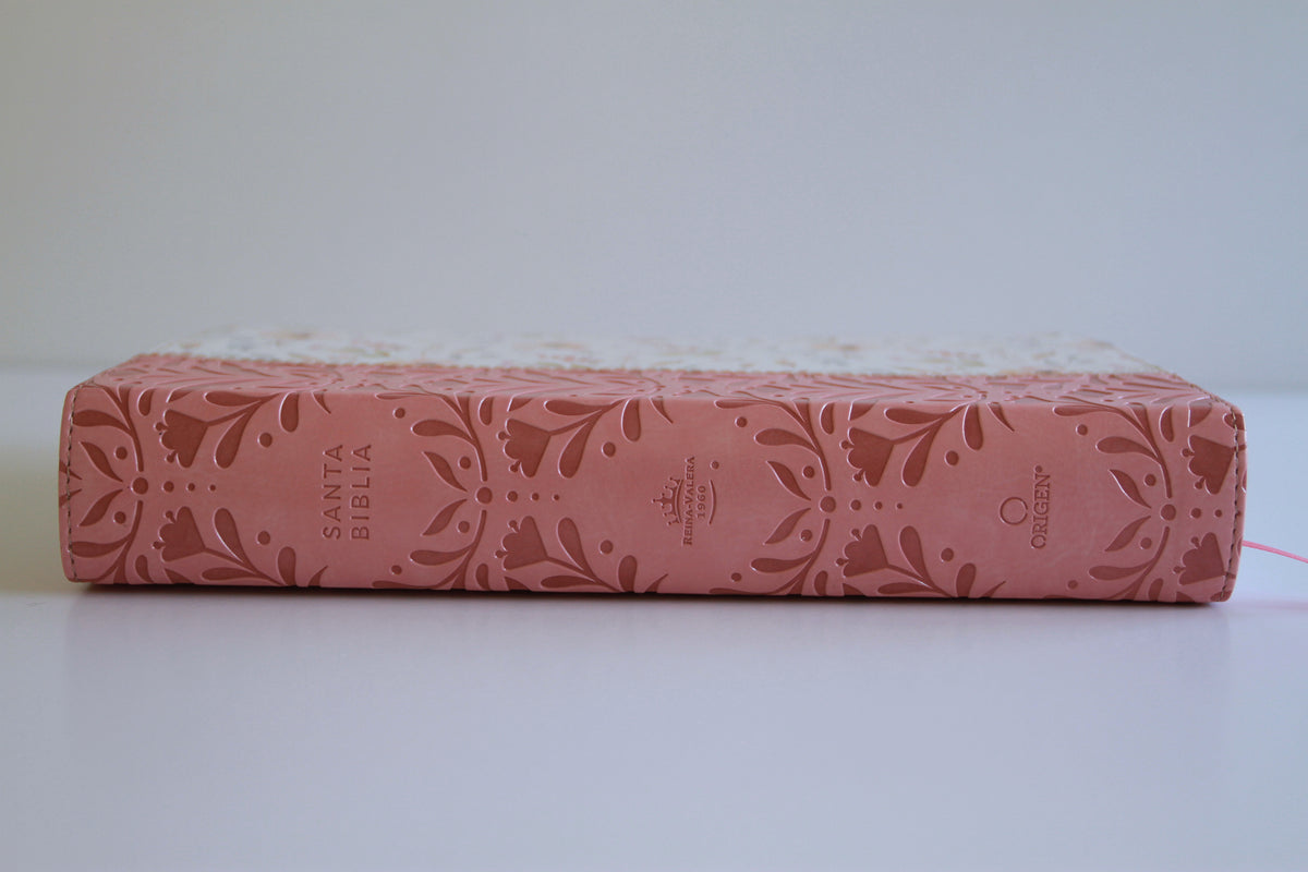 Biblia RVR 1960 Letra gigante, símil piel rosada con flores (Edición cantos pintados / Spanish Bible RVR 1960 Giant Print Handy Size Leathersoft Pink floral interior 9 (ISBN 9798890982223) [onix:68ec493caa125ca265e9fd2fcc69cf92]