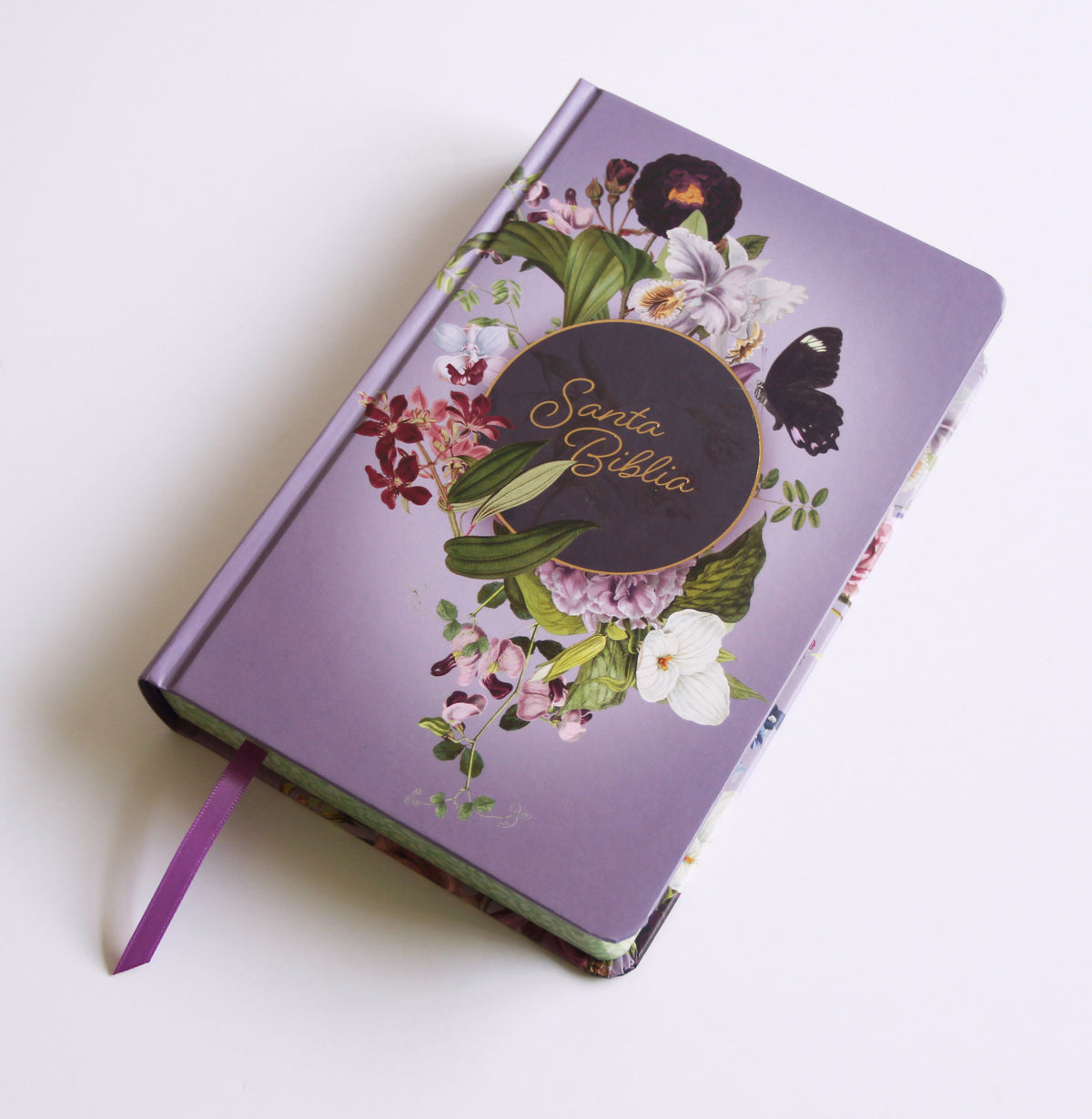 Biblia Reina Valera letra gigante, tapa dura, flores moradas, con cantos pintados e índice / Spanish Bible Reina Valera Giant Print, Hardcover Purple Flowers interior 2 (ISBN 9798890985637) [onix:f02e8378144300c7b235f85793cac653]