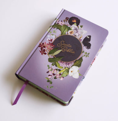 Biblia Reina Valera letra gigante, tapa dura, flores moradas, con cantos pintados e índice / Spanish Bible Reina Valera Giant Print, Hardcover Purple Flowers interior 2 (ISBN 9798890985637) [onix:f02e8378144300c7b235f85793cac653]
