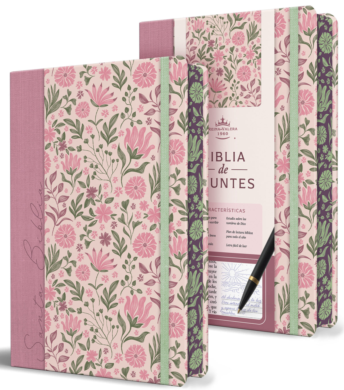 Biblia de Apuntes RVR 1960. Tapa dura, rosada con flores / Spanish Journalling Bible RVR 1960 Hardcover Pink with Flowers cover (ISBN 9798890985118) [onix:ca0a672233c9dd9908905b4320c88452]