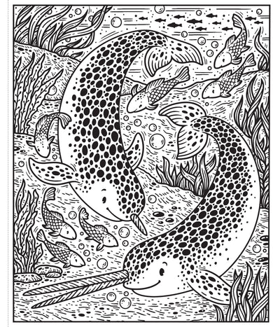 Narwhals and Other Sea Creatures Magic Painting Book interior 1 (ISBN 9781474979610) [onix-asset:676285f57f8ec979805dd74dfc843a72006d50ae9d91e6f16d994cc6e4d4ad70]