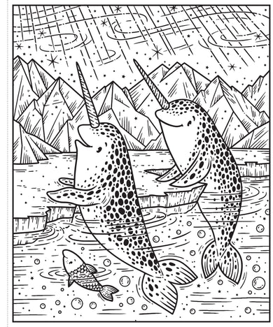 Narwhals and Other Sea Creatures Magic Painting Book interior 1 (ISBN 9781474979610) [onix-asset:5ba262c1bb636e594f1949218bb0c2c347767f43879568206582a68073e7a915]