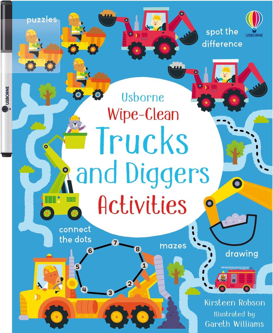 Wipe-Clean Trucks and Diggers Activities-Children’s / Teenage general interest: Puzzles and quizzes-買書書 BuyBookBook