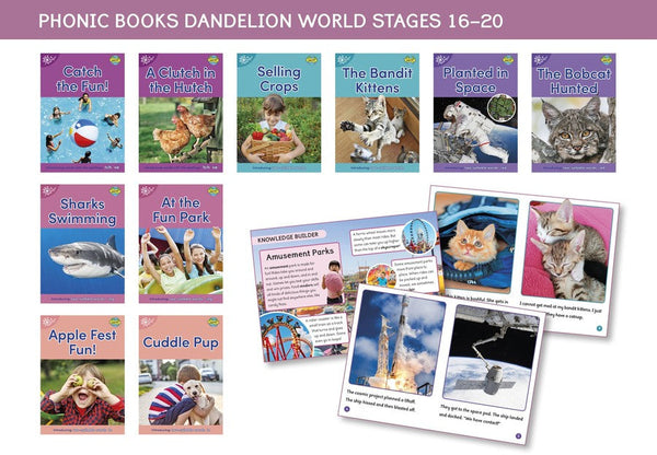 Phonic Books Dandelion World Stages 16-20 ('tch' and 've', two-syllable words, suffixes -ed and -ing and 'le')-Language and Linguistics-買書書 BuyBookBook