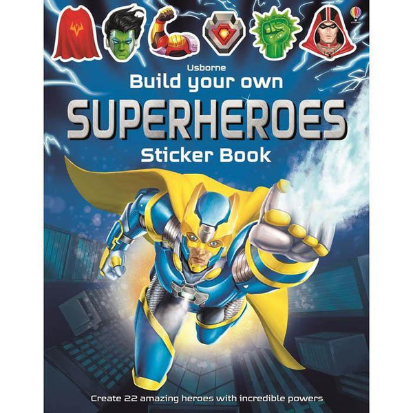 Build your own superheroes sticker book Usborne