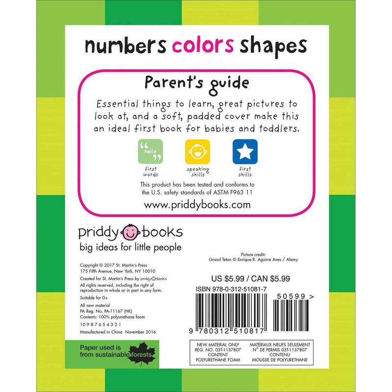 First 100 - Numbers Colors Shapes (Padded) (Board Book) Priddy