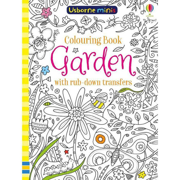 Garden colouring book with rub-down transfers (Mini) Usborne