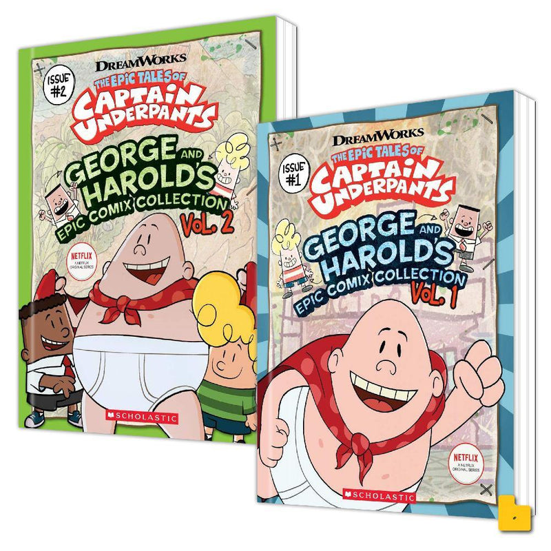 George and Harold's Epic Comix Vol. 1-2 Bundle (Epic Tales of Captain Underpants TV) (2 Books) (Dav Pilkey) Scholastic
