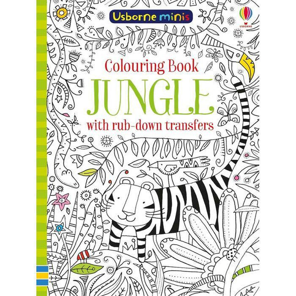 Jungle colouring book with rub-down transfers (Mini) Usborne