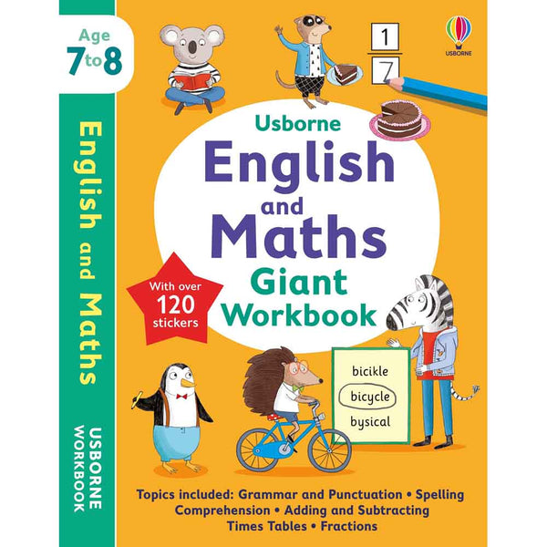 Usborne English and Maths Giant Workbook (Age 7-8) - 買書書 BuyBookBook