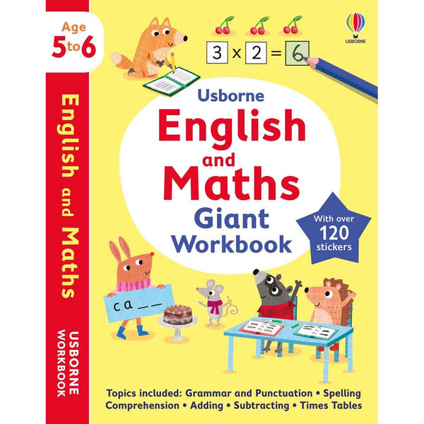Usborne English and Maths Giant Workbook (Age 5-6) - 買書書 BuyBookBook