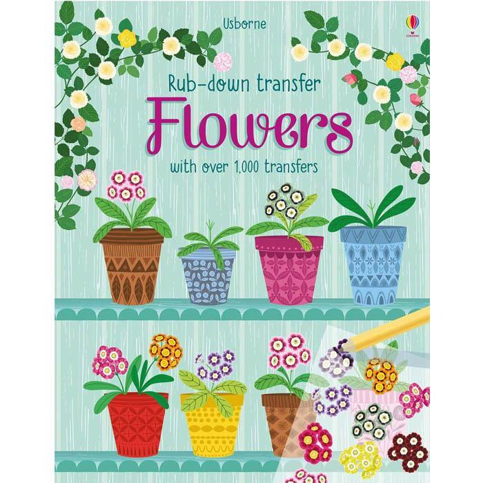 Usborne Flowers Rub-down transfer book Usborne